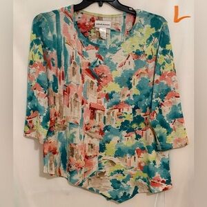 Alfred Dunner Blouse Elegant Multicolor Design
